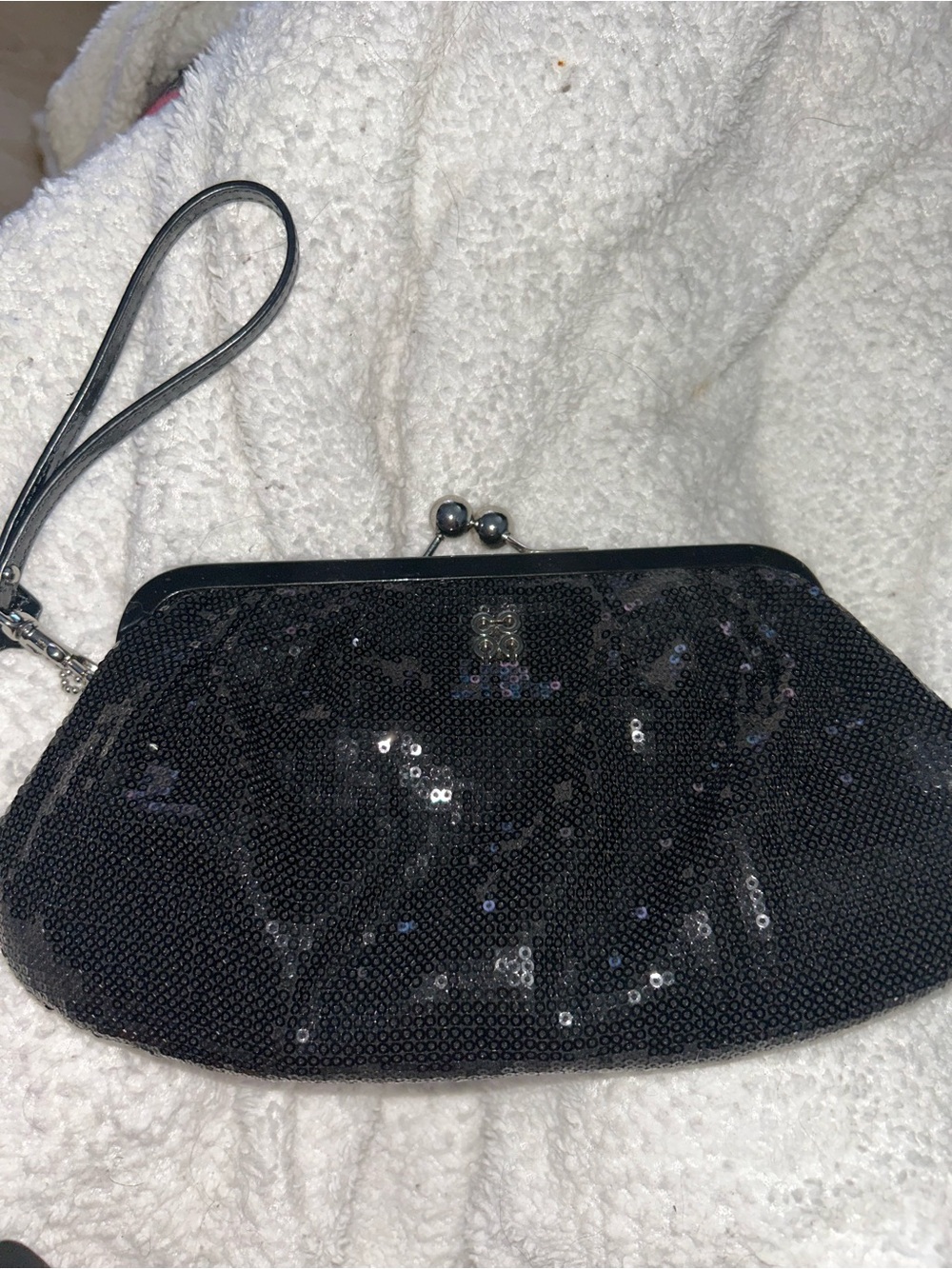 Black Sequin Kiss-Lock Evening Clutch